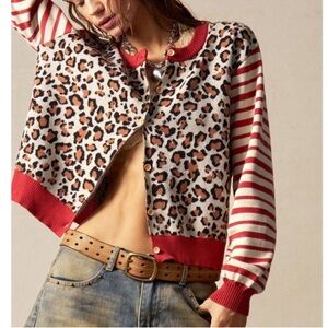 Chic Leopard and Striped Cardigan